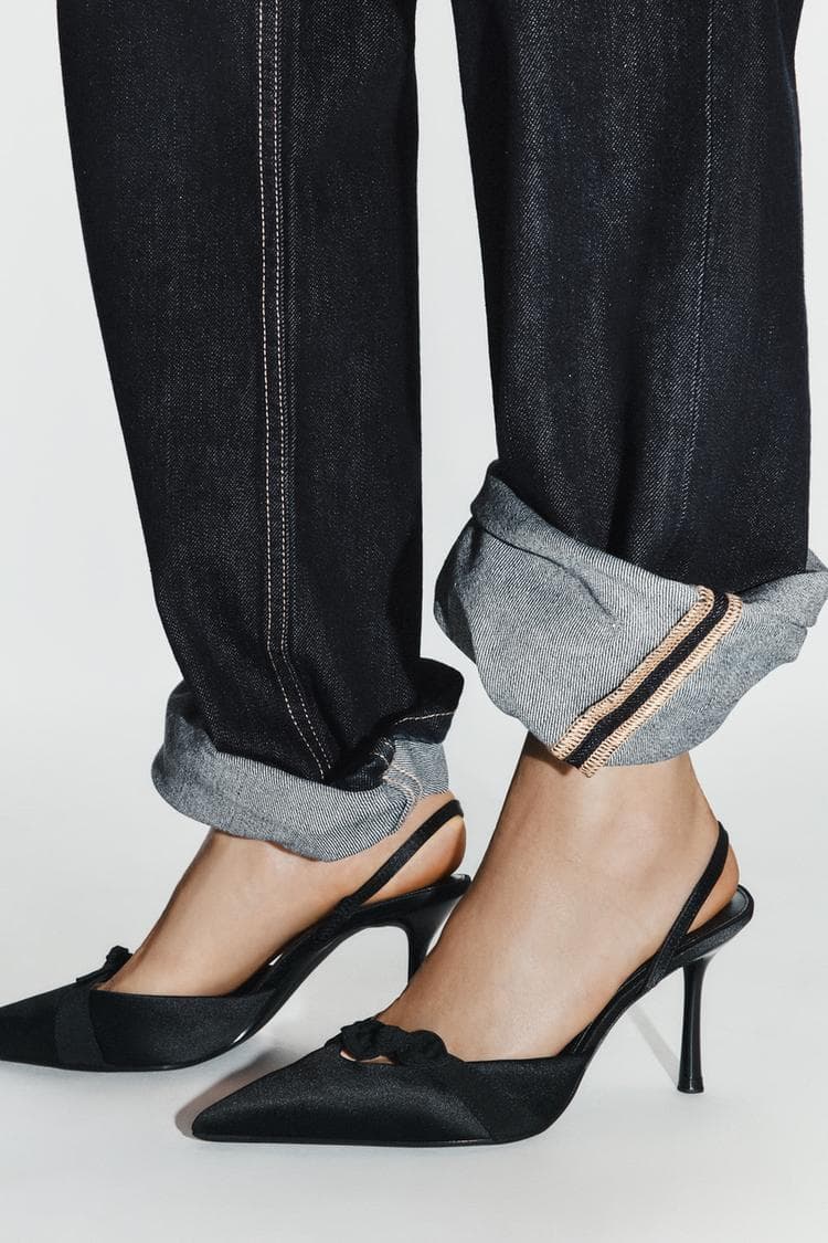 Knotted Satin Pointed Slingback Pumps view 3
