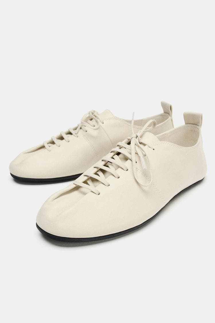 Soft Leather Gathered Derby Shoes view 2