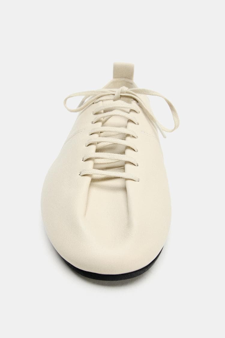 Soft Leather Gathered Derby Shoes view 3