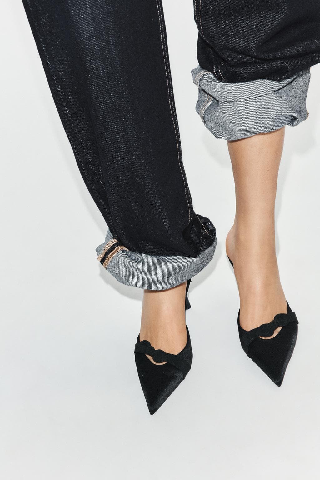 Knotted Satin Pointed Slingback Pumps